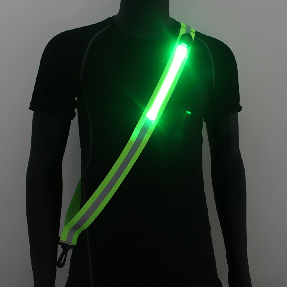 Running Gear Green - Cinturón Reflectante LED Recargable por USB,