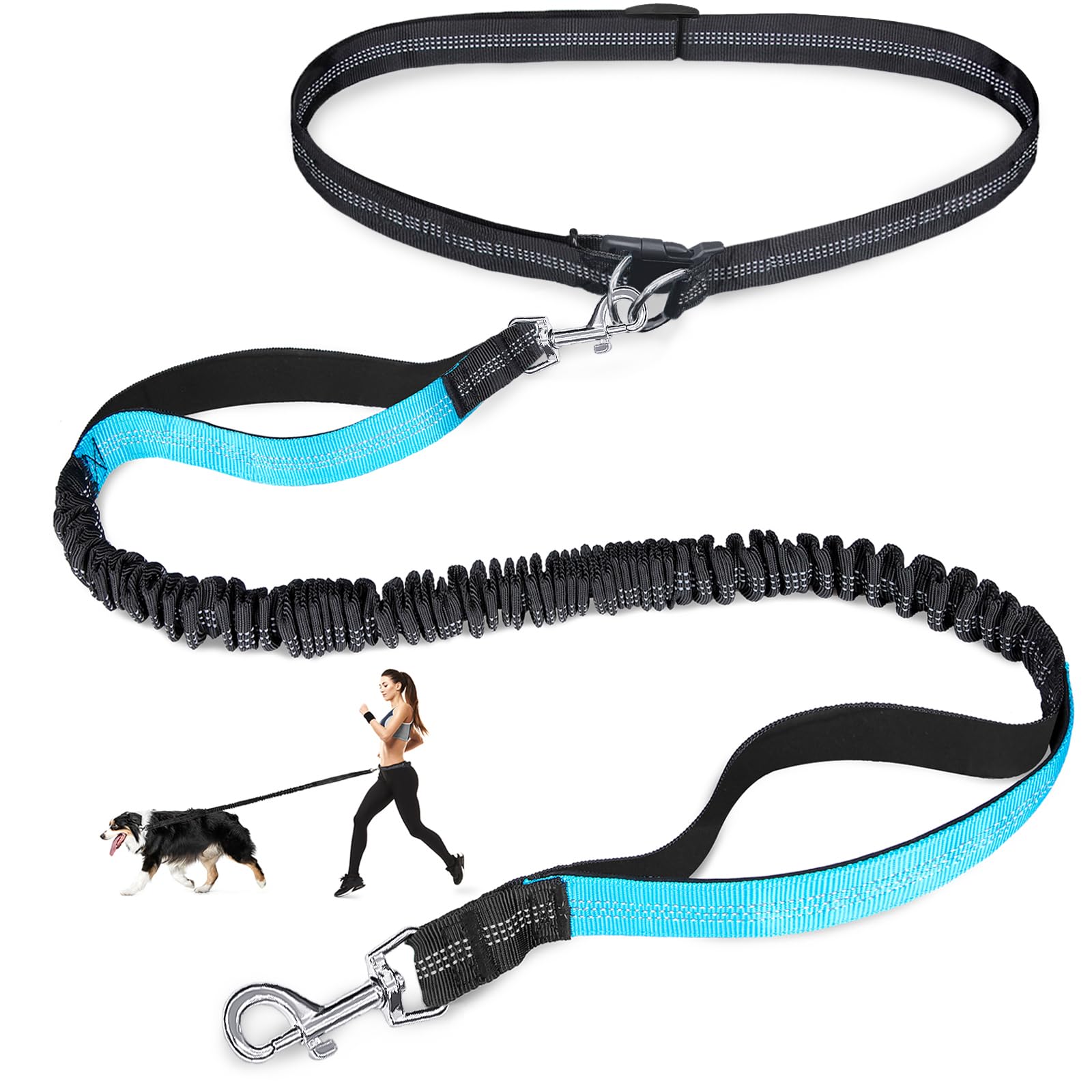 Running Gear Dog - Correa reflectante elástica doble para correr,