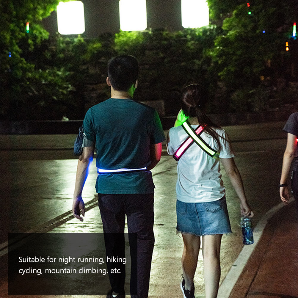 Running Gear Green - Cinturón Reflectante LED Recargable, Ajustable, Verde,